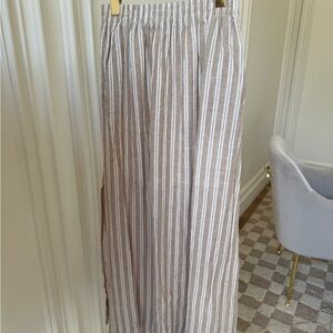 Z Supply linen Taupe and White Striped Skirt
